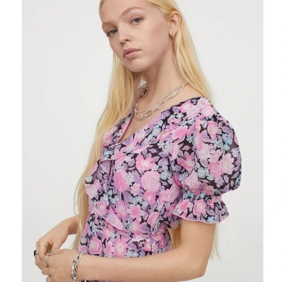 H&M Floral Ruffle Mini Dress - Picture 14 of 16